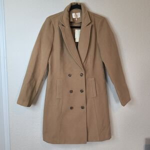 Skies Are Blue Classic Double Breasted Wool Blend Trench Coat Size Medium‎ NWT